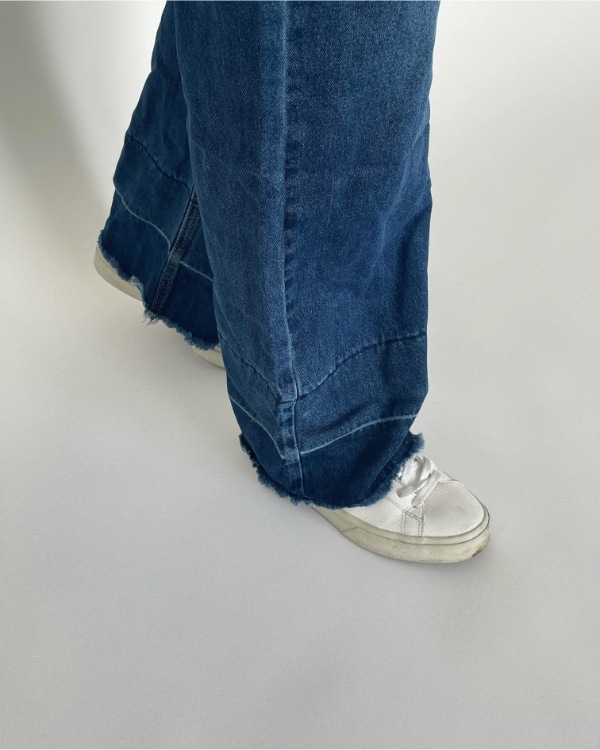 BRONTE wide leg jeans, mørkeblå