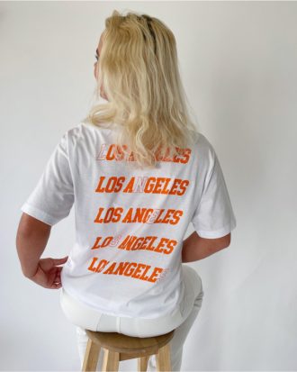 LOS ANGELES t-shirt, hvid/orange