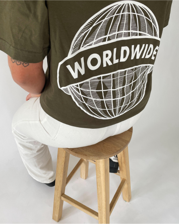 WORLDWIDE t-shirt, army/hvid