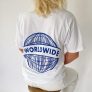 WORLDWIDE t-shirt, hvid/blå