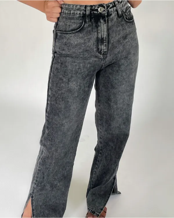 wide leg jeans, grå - BySofieSønderby