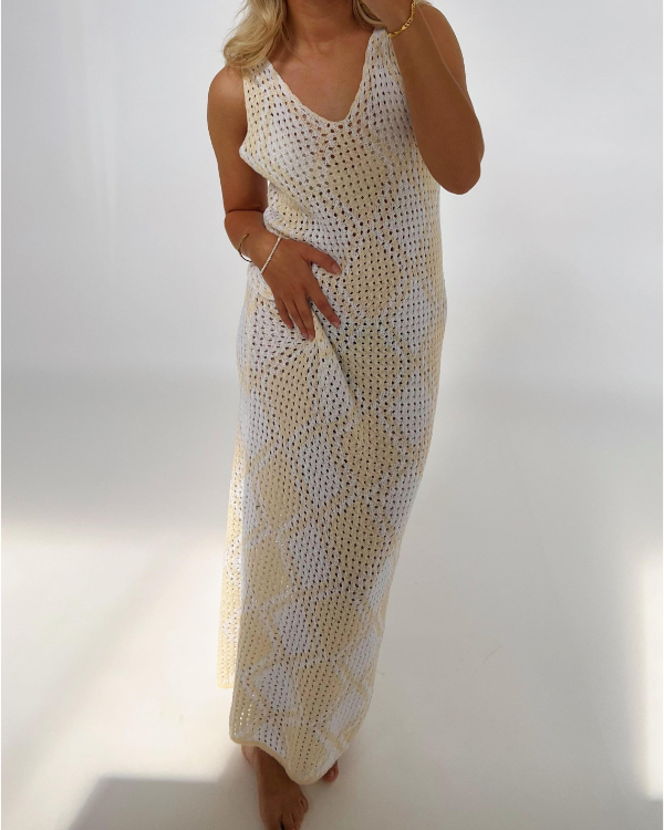 BENINA strikket kjole, hvid/beige
