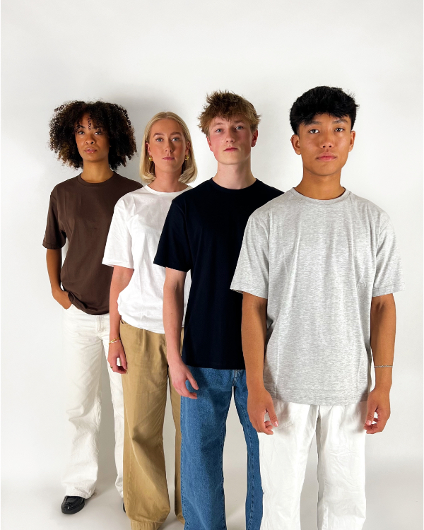 BASIC T Shirt, Grå, Sort, Hvid Og Brun